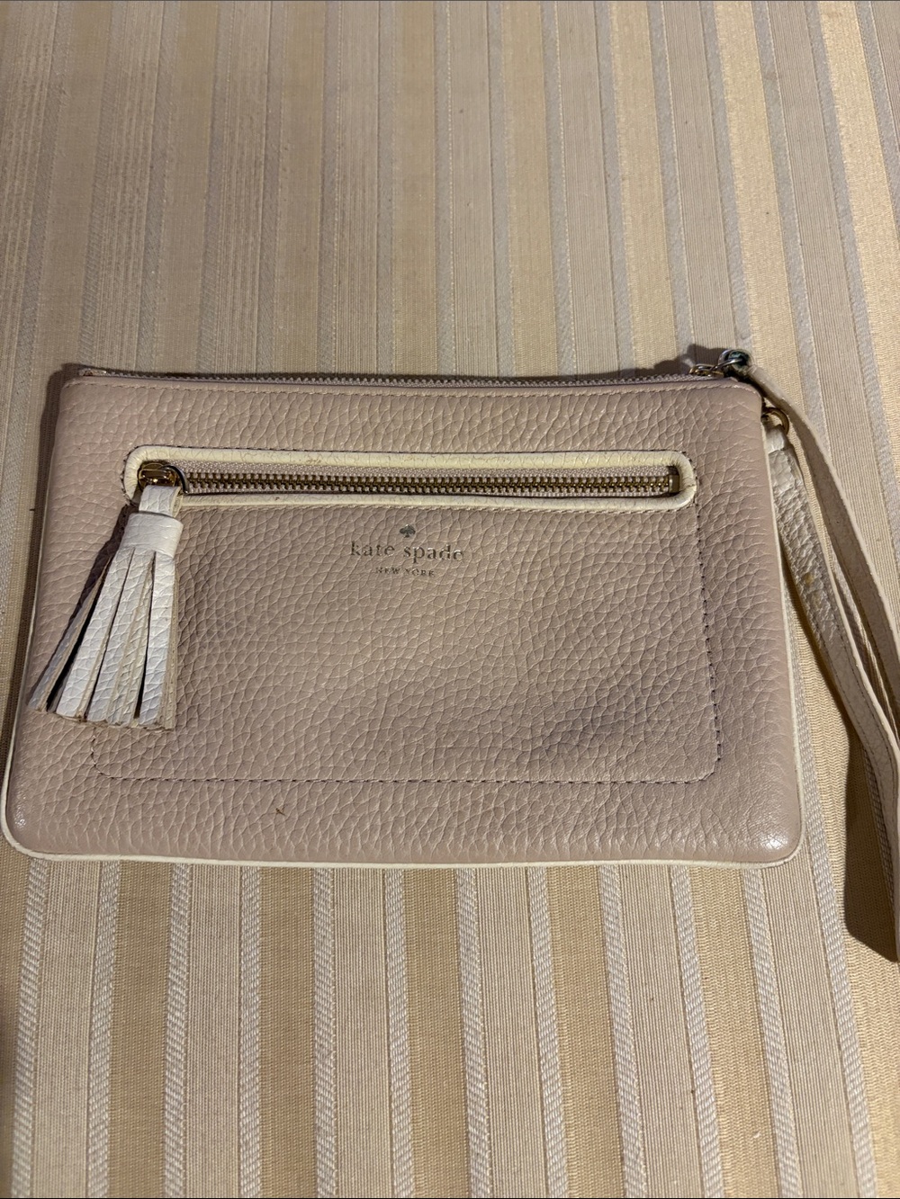kate spade Leather Tassel Wristlet in Light Blush GUC